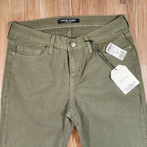 ☔️🩵NWT Angry Rabbit Green Mid Rise Skinny Leg Jeans Size 9/29 - Picture 9 of 13
